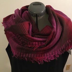 Eddie Bower Berry Fringe Large Scarf NWT